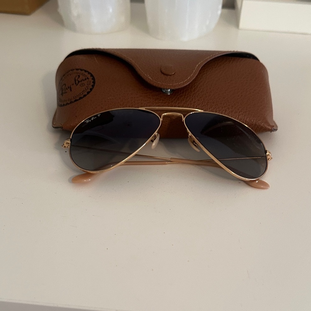 Ray-Ban Black and Gold Aviator Sunglasses